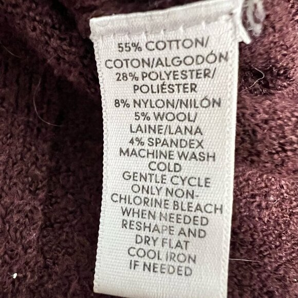 Loft Womens Ann Taylor Pullover Sweater Wine Long Sleeve Crew Neck Tight Knit S - Picture 10 of 10